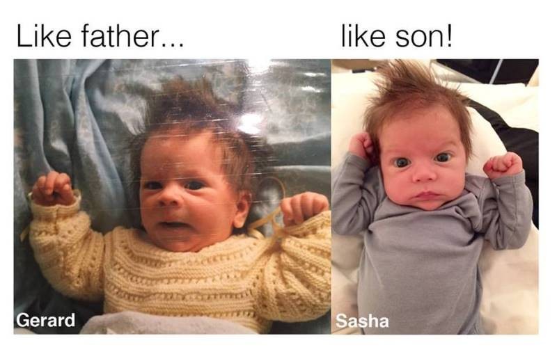 Gerard Piqué ako bábätko a malý Sasha 